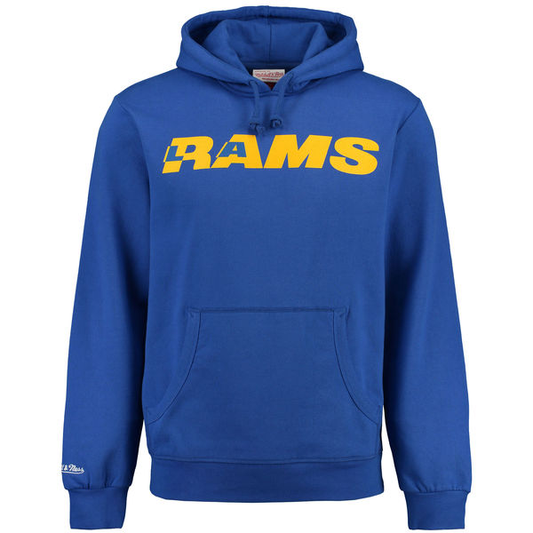 Men Los Angeles Rams Mitchell Ness Retro Pullover Hoodie Royal